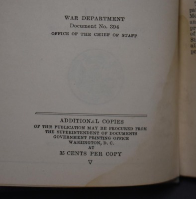 (3) Hard back books: 1 - Provisional Machine-Gun Firing Manual, Washington Government Printing Office, 1917; 2 - Infantry Drill Regulations, United States Army, Washington Government Printing Office, 1918; 3 - Elements of Military Sketching and Map Readin - 8