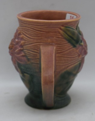 Roseville Water Lily 71-4" vase, pink/ green - 2