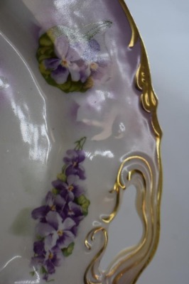 Mrkd. ES Prussia 10.25" cake plate, purple clematis - 2