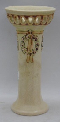 Mrkd. Weller Roma 6.5" vase w/ reticulated band - 2