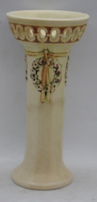 Mrkd. Weller Roma 6.5" vase w/ reticulated band - 3