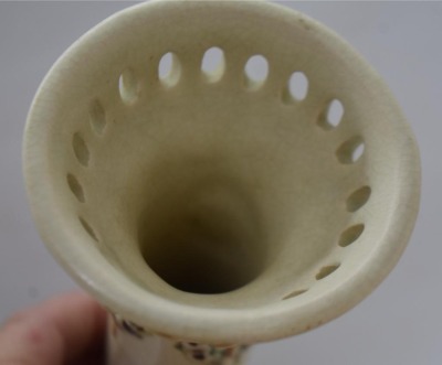 Mrkd. Weller Roma 6.5" vase w/ reticulated band - 5