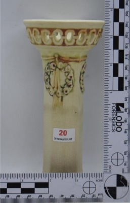 Mrkd. Weller Roma 6.5" vase w/ reticulated band - 8