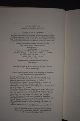 (2) Hard back books: 1 - Cowboy Culture, A Saga of Five Centuries, by David Dary, Alfred A. Knopf, Inc., 1981; 2 - The Working Cowboy's Manual, A Complete Handbook for Today's Cattlemen, by Fay E. Ward, Bonanza Books, NY, 1983 - 8