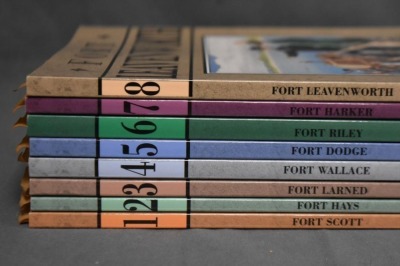 (8) Paper back volumes of Kansas Fort series books from the Kansas State Historical Society, (6) by Leo E. Oliva, (1) J. Patrick Hughes, (1) by William McKale/Wm D. Young, C. 1996, 1997, 1998, 2000 - 2