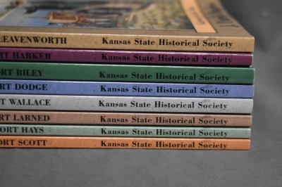 (8) Paper back volumes of Kansas Fort series books from the Kansas State Historical Society, (6) by Leo E. Oliva, (1) J. Patrick Hughes, (1) by William McKale/Wm D. Young, C. 1996, 1997, 1998, 2000 - 3