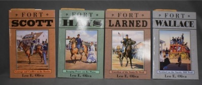 (8) Paper back volumes of Kansas Fort series books from the Kansas State Historical Society, (6) by Leo E. Oliva, (1) J. Patrick Hughes, (1) by William McKale/Wm D. Young, C. 1996, 1997, 1998, 2000 - 4