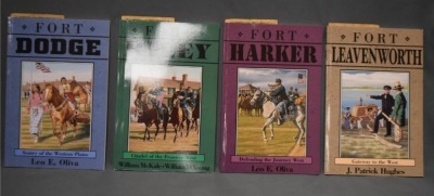 (8) Paper back volumes of Kansas Fort series books from the Kansas State Historical Society, (6) by Leo E. Oliva, (1) J. Patrick Hughes, (1) by William McKale/Wm D. Young, C. 1996, 1997, 1998, 2000 - 8