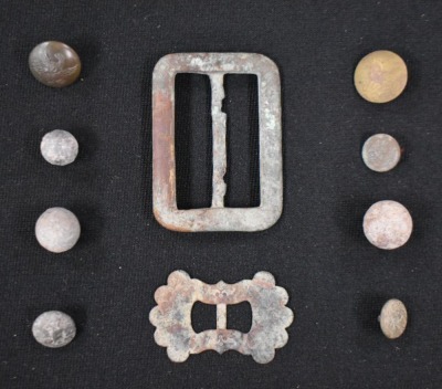 Small display of military relics/ artifacts from Mexican War, Buena Vista