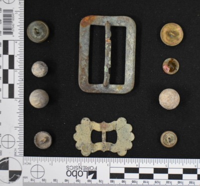 Small display of military relics/ artifacts from Mexican War, Buena Vista - 17