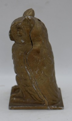 Vindex Cast aluminum 4.25" Owl still bank - 2