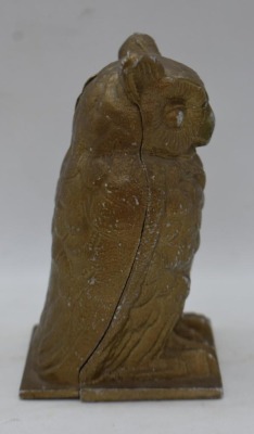 Vindex Cast aluminum 4.25" Owl still bank - 4