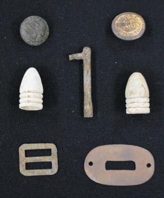 Small display of military relics/ artifacts from New Market, Virginia - 2