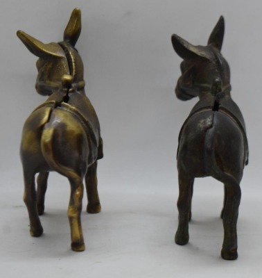 (2) Cast Iron Pack Mule still banks, 4.25" (1-gold) - 4