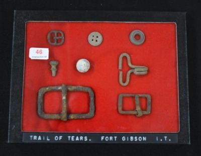 Small display of military relics/ artifacts from Trail of Tears, Ft. Gibson