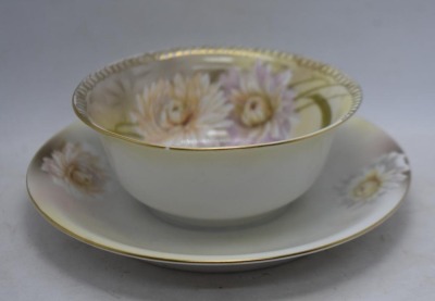 Mrkd. R.S. Germany condiment bowl w/ attached underplate