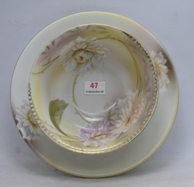 Mrkd. R.S. Germany condiment bowl w/ attached underplate - 5