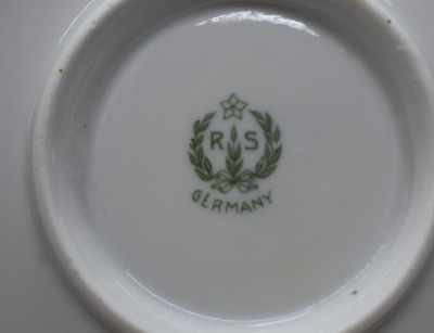 Mrkd. R.S. Germany condiment bowl w/ attached underplate - 7