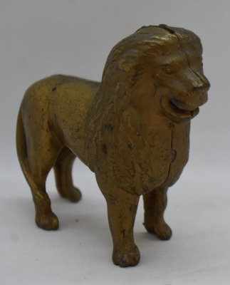 Cast Iron gold Lion 4.75" still bank