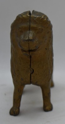 Cast Iron gold Lion 4.75" still bank - 3