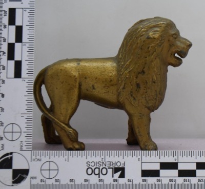 Cast Iron gold Lion 4.75" still bank - 8
