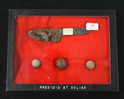 Small display of military relics/ artifacts from Presidio/ The TX Revolution