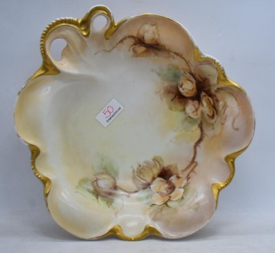 (2) Mrkd. Bavaria Charlotte 7.5"d serving bowls decorated with cotton bolls - 2