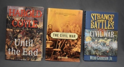 1 - Hardback book, Until the End: A Novel of the Civil War, by Harold Coyle, Simon & Schuster, 1996 ; (2) - Paperback books: 2 - Strange Battles of the Civil War, by Webb Garrison, Jr., Cumberland House Publishing, Inc., TN, 2001; 3 - A People's History o - 2