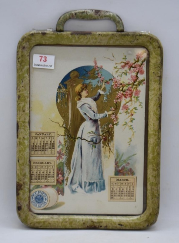 Kerr's Spool Cotton advertising calendar picture, Jan., Feb. and March