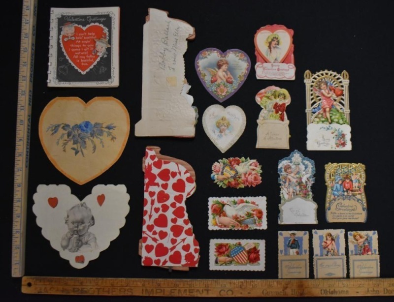Assortment of Vintage Valentines incl. couple larger pleated cards