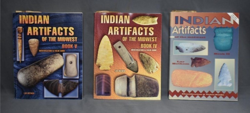 (3) Paperback books: 1 -Indian Artifacts of the Midwest, Book 2: Identification and Value Guide, by Lar Hothem, Collector Books, KY, 1995/97; 2 - Indian Artifacts of the Midwest, Book 4: Identification and Value Guide, by Lar Hothem, Collector Books, KY, 