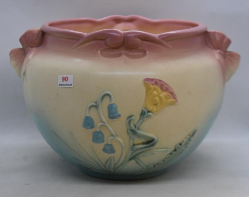 Hull Bow Knot B19-9 3/8" jardiniere, pink/ blue