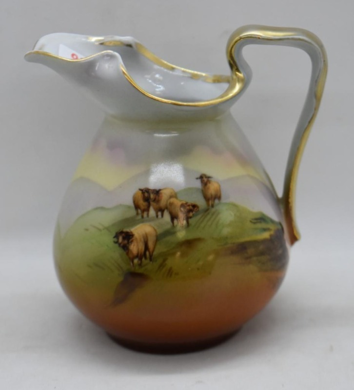 Mrkd. Royal Bayreuth 5" creamer/ pitcher, Highland Sheep