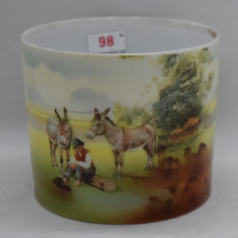 Mrkd. Royal Bayreuth 3"h round vase/ toothbrush or cigarette holder