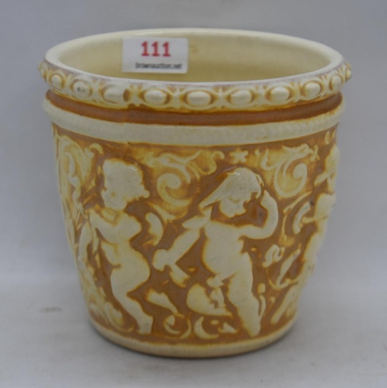 Weller Ivory? 3.75" vase, cherubs