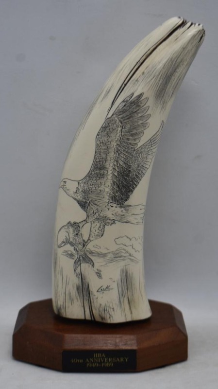 Cook Co. replica tusk TW1-0912 "Fly Eagle/ Salmon" sculpture