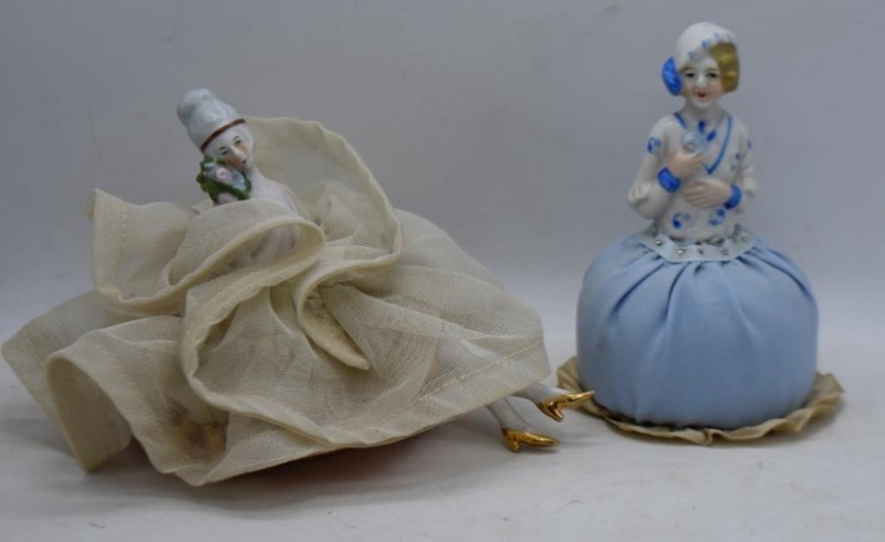 (2) Porcelain pin cushion dolls