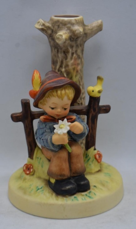 Hummel #678 She Loves Me Not 6.25"h candlestick (1989)