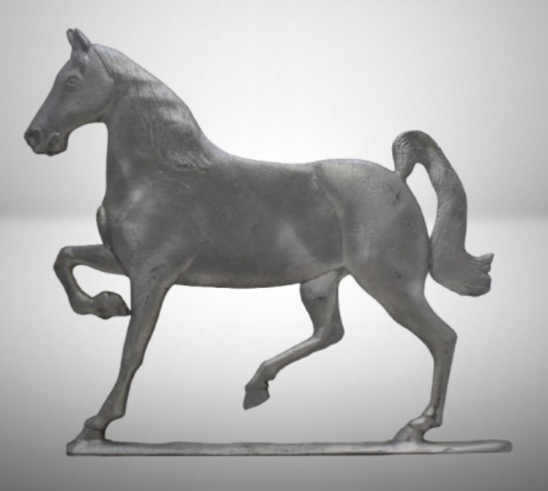 Cast aluminum prancing horse weathervane