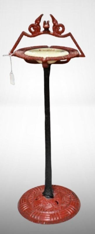 Cast Iron ashtray stand w/ Coors adver. ashtray insert, 30" tall