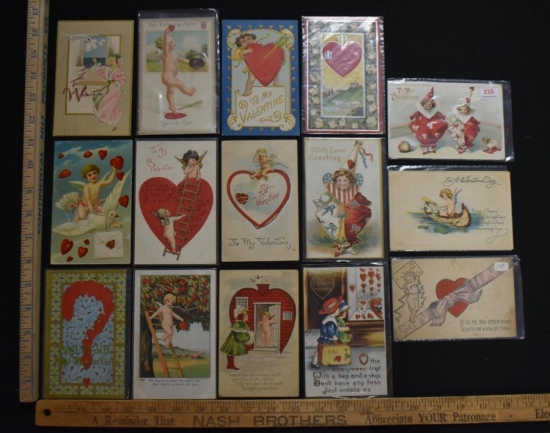 (15) Vintage Valentine post cards, early 1900's postdates