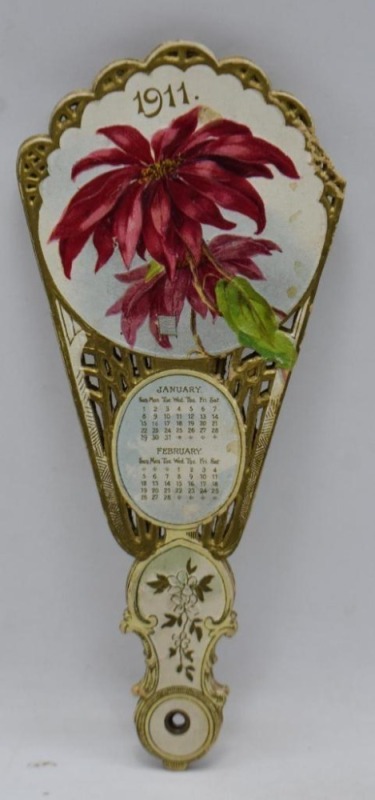 1911 fan calendar, floral decoration