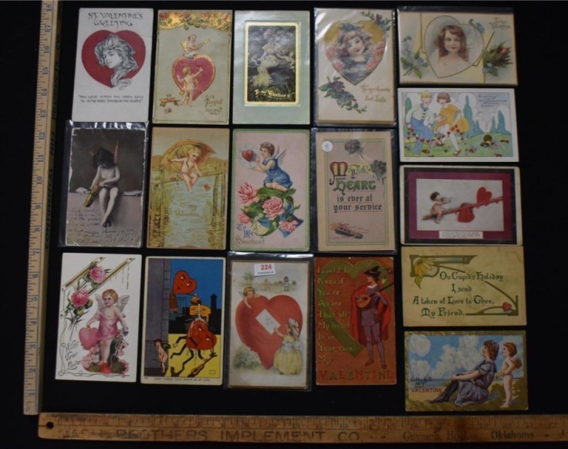 (16) Vintage Valentine post cards, early 1900's postdates