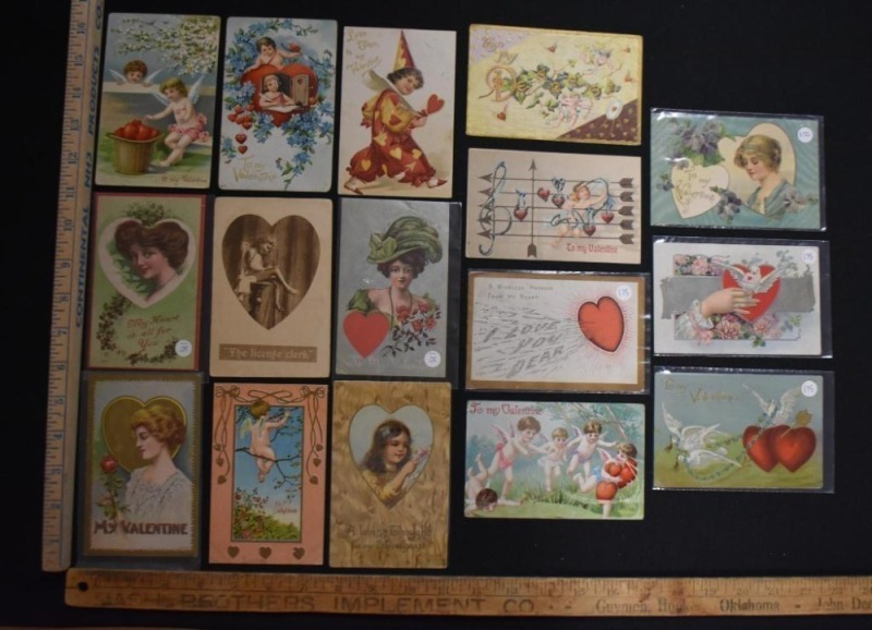 (16) Vintage Valentine post cards, early 1900's postdates