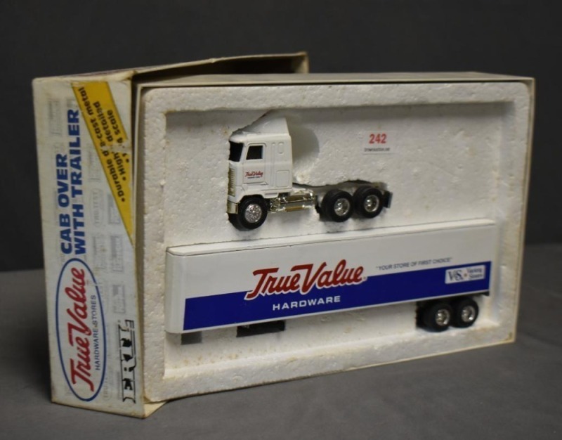 Ertl die-cast metal True Value Hardware Stores cab over w/ trailer, original box