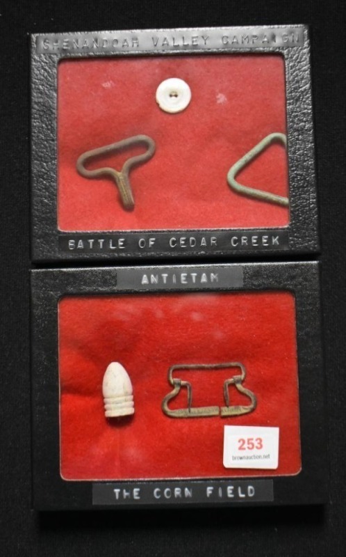 (2) Displays of military relics from Antietam/ The Corn Field and Battle of Cedar Creek