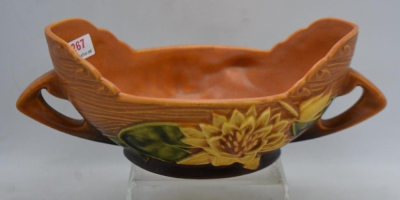 Roseville Water Lily 439-6" bowl, brown