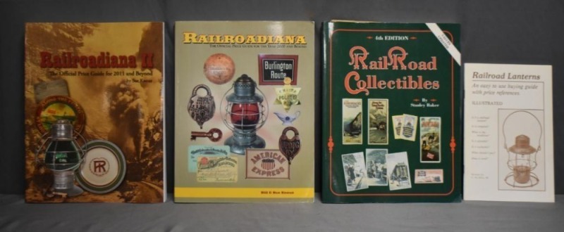 (4) Paperback books: 1 - Railroadiana II - The Official Price Guide for 2011 and Beyond, by Sue Knous, RRM Publishing, CO, 2011; 2 - Railroadiana - The Official Price Guide for the year 2000 and Beyond, First Edition, by Bill & Sue Knous, RRM Publishing, 