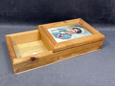 Wooden Box With Red Cross Nurse Illustration - 3