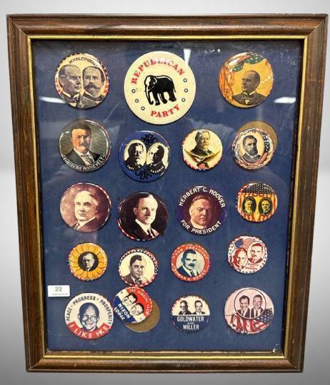 Framed Collection of Political Campaign Buttons